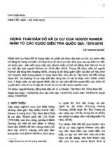 Động thái dân số và di cư của người Khmer nhìn từ cuộc điều tra  Quốc gia : 1979 - 2015 / Lê Thanh Sang