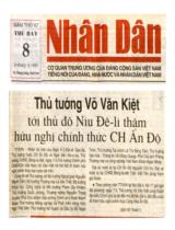 Thủ tướng Võ Văn Kiệt tới thủ đô Niu Đê-li thăm hữu nghị chính thức CH Ấn Độ