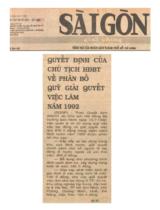 Quyết định của Chủ tịch HĐBT về phân bổ quỹ giải quyết việc làm năm 1992 / Đ.T