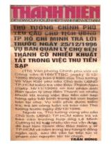 Thủ tướng Chính phủ yêu cầu Chủ tịch UBND TP Hồ Chí Minh trả lời trước ngày 25/12/1996 vụ Ban quản lý chợ Bến Thành có nhiều khuất tất trong việc thu tiền sạp / Trần Hùng