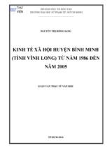 Kinh tế xã hội huyện Bình Minh ( tỉnh Vĩnh Long ) từ năm 1986 đến năm  2005 / Nguyễn Thị Hồng Sang