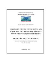 Nghiên cứu các yếu tố ảnh hưởng đến ý định mua thực phẩm chức năng của người tiêu dùng tại tỉnh  Vĩnh Long / Phạm Hoàng Như Phương