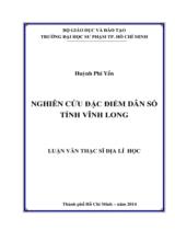 Nghiên cứu đặc điểm dân số tỉnh Vĩnh Long / Huỳnh Phi Yến