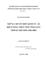 Những chuyển biến kinh tế - xã hội ở nông thôn tỉnh Vĩnh Long thời kỳ đổi mới ( 1986-2005) / Nguyễn Bách Khoa