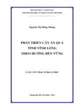 Phát triển cây ăn quả tỉnh Vĩnh  Long theo hướng bền vững / Nguyễn Thị Hồng Nhung