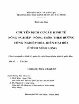 Chuyển dịch cơ cấu kinh tế nông nghiệp - nông thôn theo hướng công nghiệp hóa, hiện đại hóa ở tỉnh Vĩnh Long : Luận án tiến sỹ kinh tế / Bùi Văn Sáu