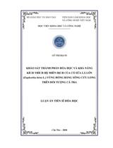 Khảo sát thành phần hóa học và khả năng kích thích hệ miễn dịch của cỏ sữa lá lớn (Euphorbia hirta L.) vùng đồng bằng sông Cửu Long trên đối tượng cá tra : Luận án tiến sỹ hóa học / Lê Thị Bạch