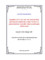 Nghiên cứu các yếu tố ảnh hưởng đến quyết định mua thịt tươi của khách hàng tại siêu thị Co.opmart Vĩnh Long : Luận văn thạc sỹ / Nguyễn Thanh Hùng