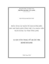 Phân tích các nhân tố ảnh hưởng đến mức độ thỏa mãn công việc của nhân viên ngân hàng tại Vĩnh Long : Luận văn thạc sỹ quản trị kinh doanh / Nguyễn Khánh Nguyên