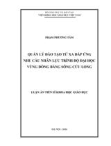 Quản lý đào tạo từ xa đáp ứng nhu cầu nhân lực trình độ đại học vùng đồng bằng sông Cửu Long : Luận án tiến sỹ khoa học giáo dục / Phạm Phương Tâm