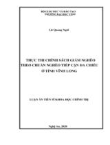 Thực hiện chính sách giảm nghèo theo chuẩn nghèo tiếp cận đa chiều ở tỉnh Vĩnh Long : Luận án tiến sỹ khoa học chính trị / Lữ Quang Ngời