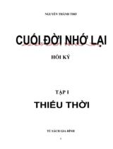 Cuối đời nhớ lại : Hồi ký / Nguyễn Thành Thơ . T. 1 , Thiếu thời