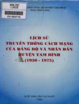 Lịch sử truyền thống cách mạng của Đảng bộ và nhân dân huyện Tam Bình tỉnh Vĩnh Long (1930 - 1975) / Ban chấp hành Đảng bộ huyện Tam Bình tỉnh Vĩnh Long . Xuất bản lần thứ 1