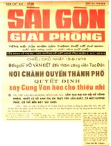 Chiều chủ nhật 15-8-1976 Đồng chí Võ Văn Kiệt đến thăm công viên Tao Đàn : Nơi chánh quyền Thành phố quyết định xây Cung Văn hoá cho thiếu nhi