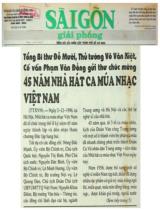 Tổng bí thư Đỗ Mười, thủ tướng Võ Văn Kiệt, cố vấn Phạm Văn Đồng gửi thư chúc mừng 45 năm Nhà hát ca múa nhạc Việt Nam / Hoàng Giang