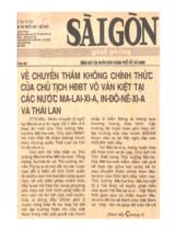 Về chuyến thăm không chính thức của chủ tịch HĐBT Võ Văn Kiệt tại các nước Ma-Lai-Xi-A, In-Đô-Nê-Xi-A và Thái Lan