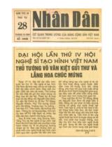 Đại hội lần thứ IV hội nghệ sĩ tạo hình Việt Nam thủ tướng Võ Văn Kiệt gửi thư và lẵng hoa chúc mừng