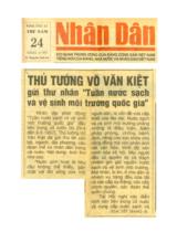 Thủ tướng Võ Văn Kiệt gửi thư nhân "Tuần nước sạch và vệ sinh môi trường quốc gia"