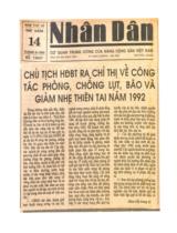 Chủ tịch HĐBT ra chỉ thị về công tác phòng, chống lụt, bão và giảm nhẹ thiên tai năm 1992