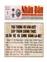 Thủ tướng Võ Văn Kiệt sắp thăm chính thức CH Ấn Độ và CHND Băng-La-Đét