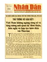 Thủ tướng Võ Văn Kiệt: Việt Nam không ngừng củng cố và tăng cường mối quan hệ thân thiện, hữu nghị và hợp tác toàn diện với Thái Lan : Tại buổi chiêu đãi trọng thể Thủ tướng Thái-Lan, tối 30-3