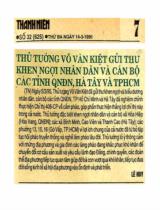 Thủ tướng Võ Văn Kiệt gửi thư khen ngợi nhân dân và cán bộ các tỉnh QNĐN, Hà Tây và TPHCM / Lê Huy