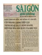 Thăm Cảng  Sài Gòn, thủ tướng Võ Văn Kiệt: cần nhanh chóng tiếp cận trình độ quản lý, kinh doanh, hiện đại hóa sản xuất của khu vực / V.T.L