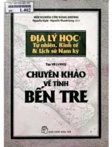 Chuyên khảo về tỉnh Bến Tre / Hội nghiên cứu Đông Dương ; Nguyễn Nghị, Nguyễn Thanh Long dịch . Tập VII (1903)